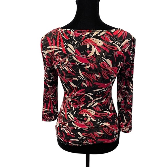 Y2K Iz Byer California Red Gold Long Sleeve Layered Abstract Top S artsy bold - Picture 2 of 8